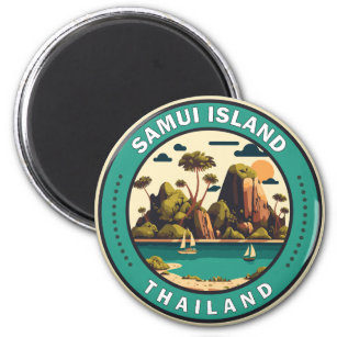 Samui Island Thailand Travel Art Badge Magnet