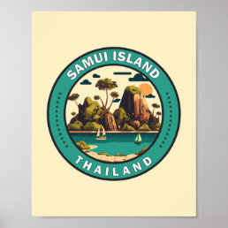Samui Island Thailand Travel Art Badge Poster