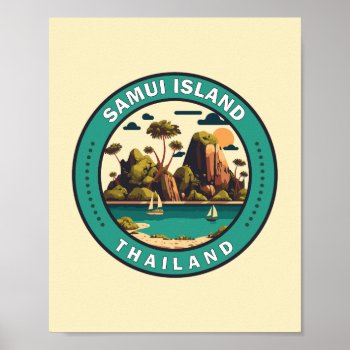 Samui Island Thailand Travel Art Badge Poster by Kris_and_Friends at Zazzle