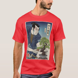 Samurai and Bonsai Tree Ukiyoe Japanese Warrior Lo T-Shirt