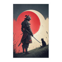 Samurai and Cat: Moonlit Vigil