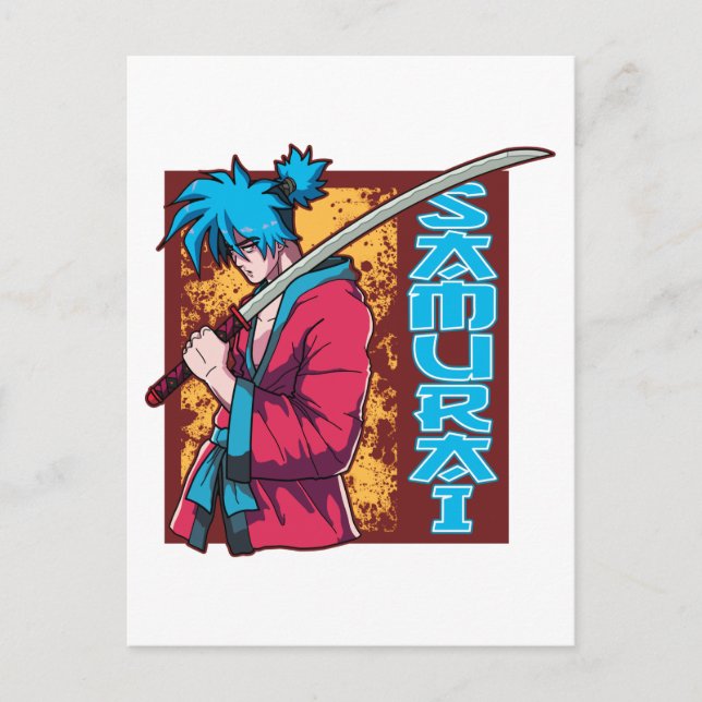 Samurai Anime Lover Manga Kawaii Otaku Postcard (Front)