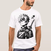 Samurai Anime Warrior - Bold Black and White Illus
