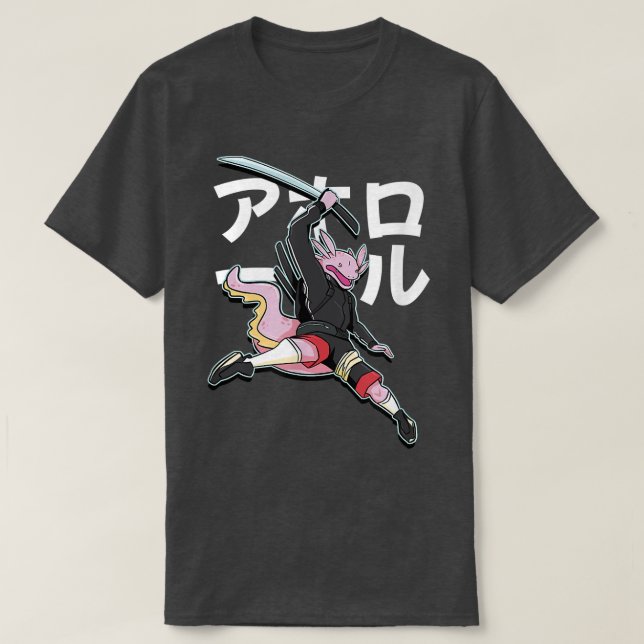 Samurai Aolotl Cartoon Funny  T-Shirt (Design Front)