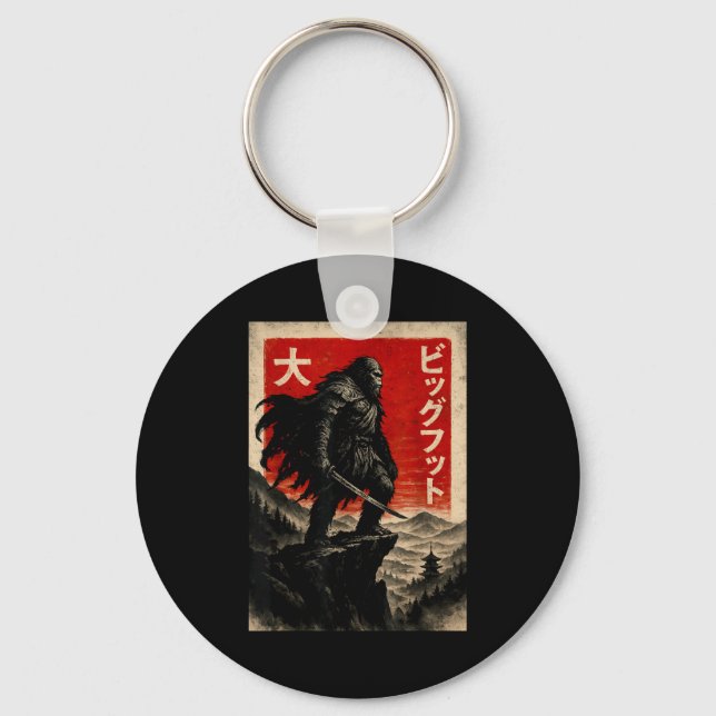 Samurai Bigfoot Graphic Tee Japanese Vintage  Keychain (Front)