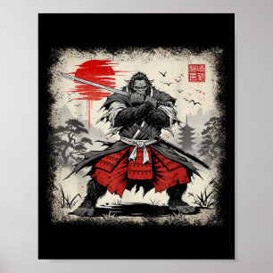 Samurai Bigfoot Japanese Vintage Ukiyo-e Art Warri Poster
