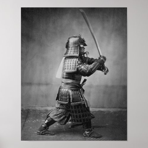 Samurai Brandishing His Sword _ Japanese History Poster