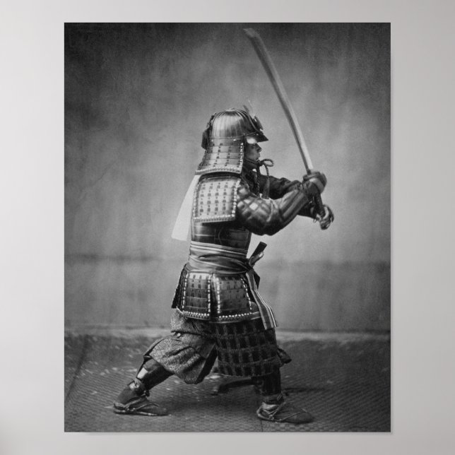 Samurai Brandishing His Sword - Japanese History Poster (Front)