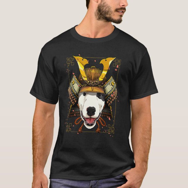 Samurai Bull Terrier Bully Dog Pet Japanese Warrio T-Shirt (Front)