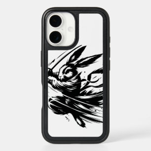 Samurai Bunny Black Ink Warrior Rabbit iPhone 16 Case