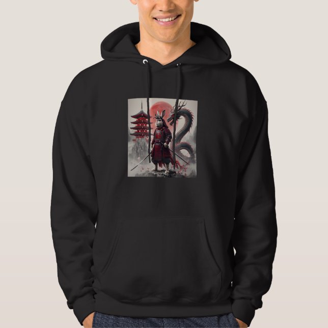 Samurai Bunny Rabbit Warrior Japanese Rabbit Ninja Hoodie (Front)