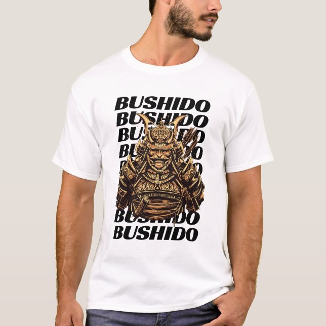 Samurai Bushido Men White T-Shirt (Front)