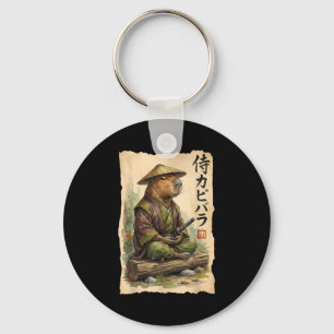 Samurai Capybara Japanese Art Vintage Graphic Funn Keychain