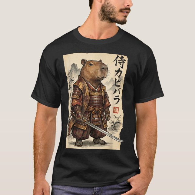 Samurai Capybara Japanese Art Vintage Graphic Funn T-Shirt (Front)