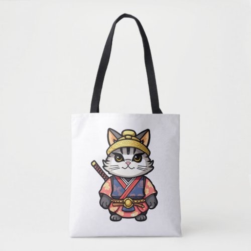 Samurai cat 13   tote bag