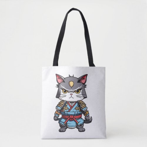 Samurai cat 14   tote bag