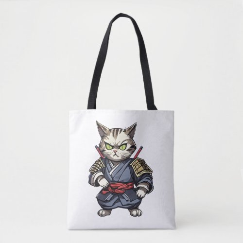 Samurai cat 15   tote bag