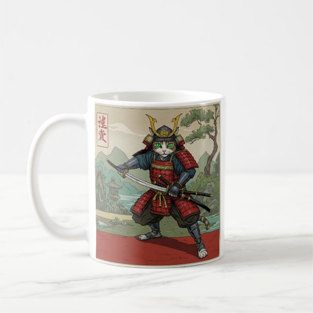 Samurai Cat Coffee Mug (Left)
