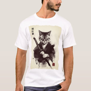 Samurai Cat, Fierce Japanese Art T-Shirt
