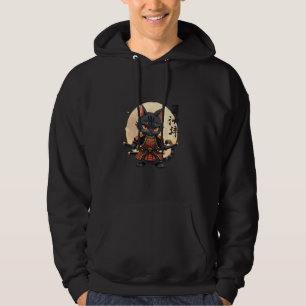 samurai cat graphic warrior art tee Japanese anime