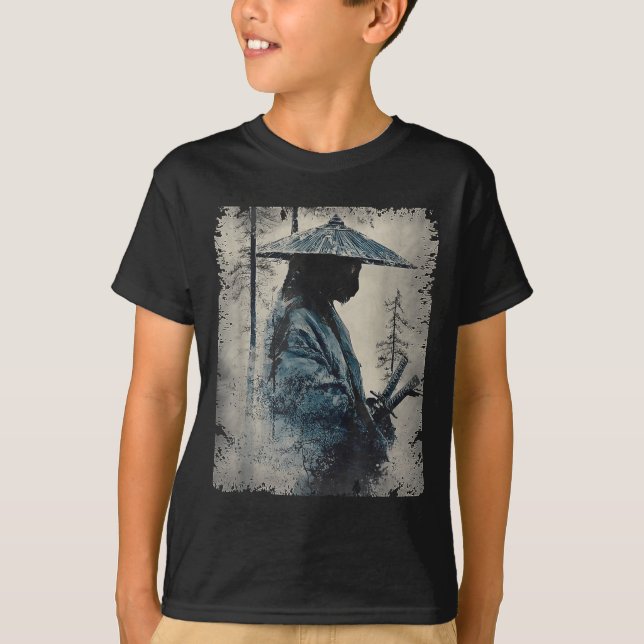 Samurai Cat Japanese Art Anime Men Women Kids Grap T-Shirt (Front)