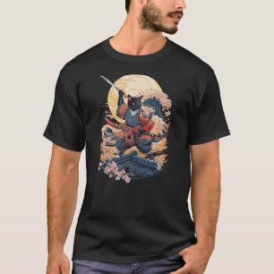 Samurai Cat Japanese Cat Anime Ninja T-Shirt