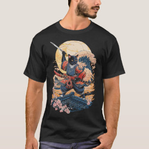 Samurai Cat Japanese Cat Anime Ninja T-Shirt