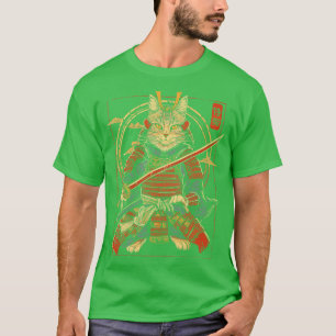 Samurai Cat Japanese Cat Art Aesthetic Cat Lover T-Shirt