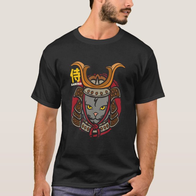 Samurai Cat Japanese Kitty Warrior 1 T-Shirt (Front)
