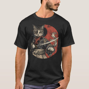 Samurai Cat Japanese Warrior Yin Yang Japanese Nin T-Shirt