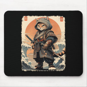 Samurai Cat Katana Full Gear Warrior Fighter Japan Mouse Pad