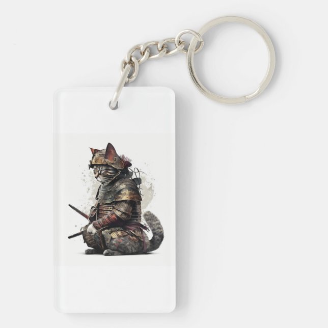 Samurai Cat Keychain (Back)