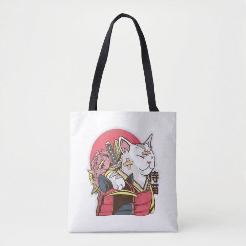 Samurai Cat Kiss_cut   Tote Bag