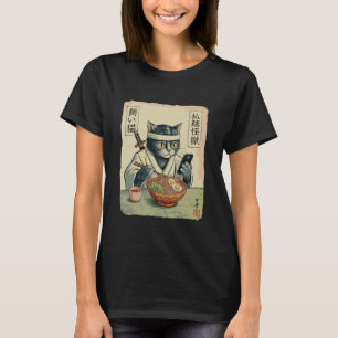 Samurai Cat Ninja Ramen Noodles Japanese T-Shirt
