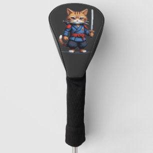 Samurai Cat Pixel Art Golf Head Cover
