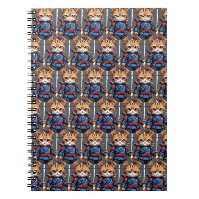 Samurai Cat Pixel Art Notebook (Front)