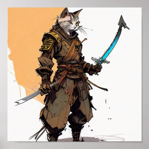 Samurai Cat Poster