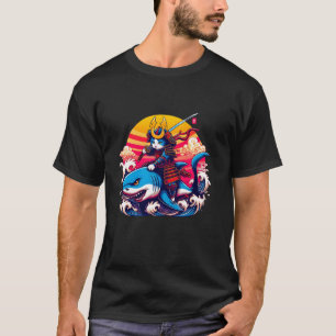 Samurai Cat - Retro Ninja Japanese Cat Shark Kanag T-Shirt