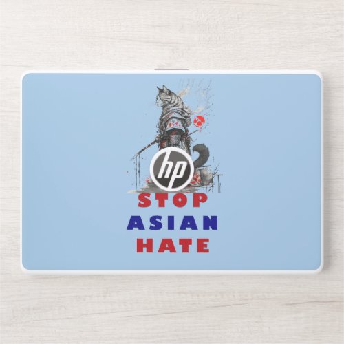 samurai Cat Stop Asian Hate AAPI HP Laptop Skin