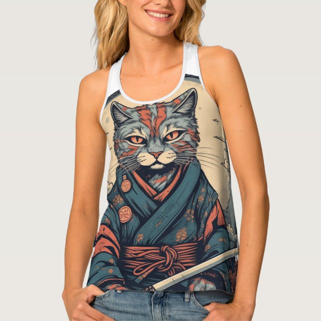 Samurai Cat  Tank Top (Front)