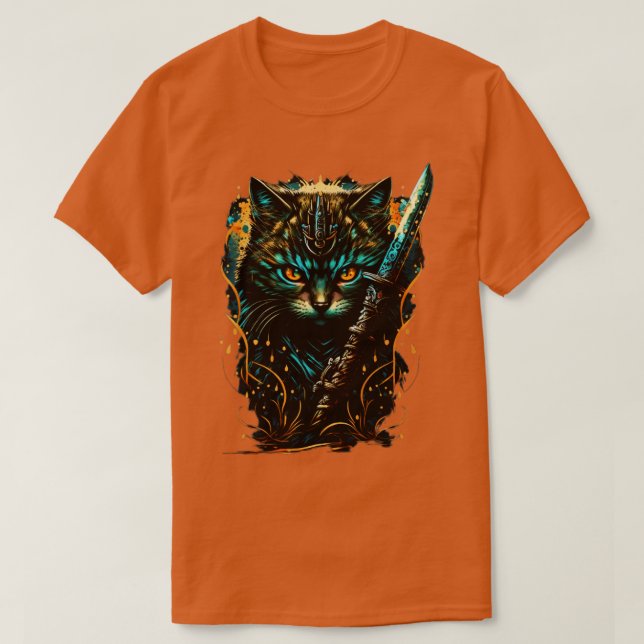 Samurai Cat The Feline Warrior T-Shirt (Design Front)