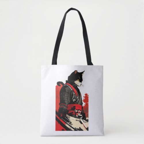 samurai cat   tote bag