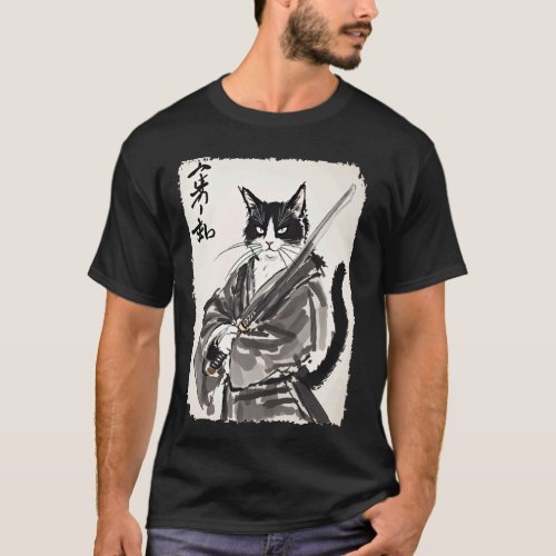 Samurai Cat Vintage Japanese Ukiyo-e Art Warrior G T-Shirt