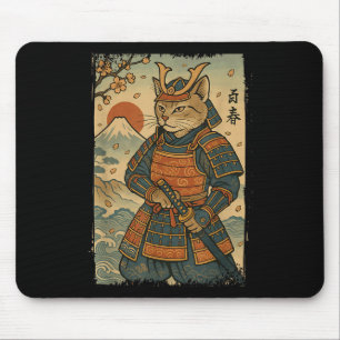 Samurai Cat Warrior Japanese Ukiyo-e Artwork Cat S Mouse Pad