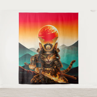 Samurai Cat Warrior Legend Wall Tapestry