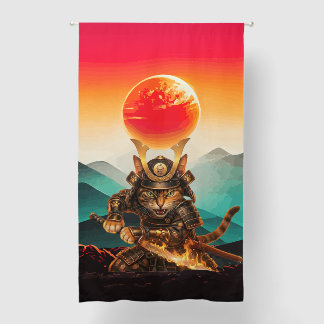 Samurai Cat Warrior Sunset Cinematic  Blackout Curtains