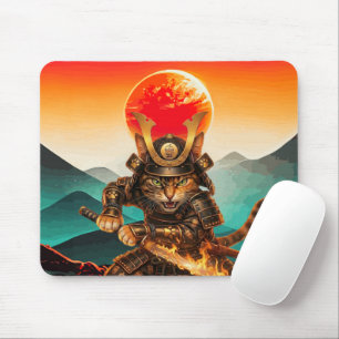 Samurai Cat Warrior Sunset NonSlip Gaming Mousepad