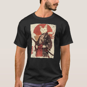 Samurai Cat Warrior Ukiyo Ink Artwork Cat Samurai T-Shirt