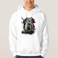 Samurai Cat with katana Illustration Hoodie