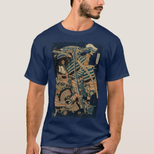 SAMURAI COMBAT WITH KATANA SWORDS by Hokusai  T-Shirt